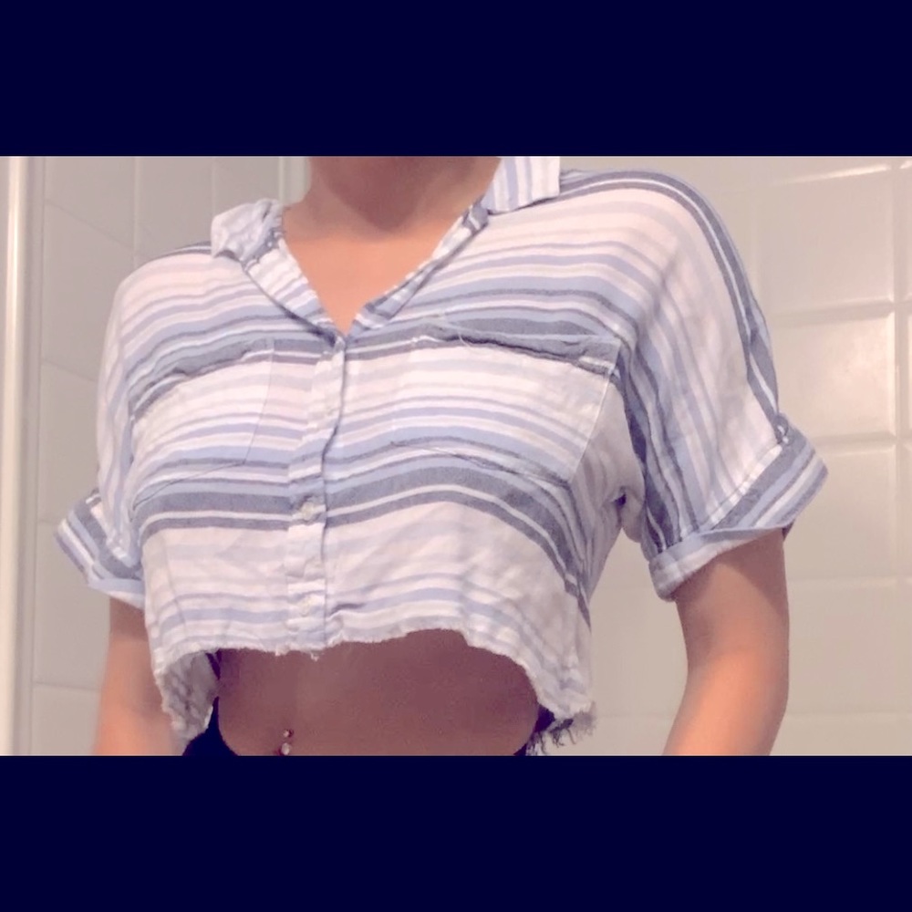 cropped button up shirt